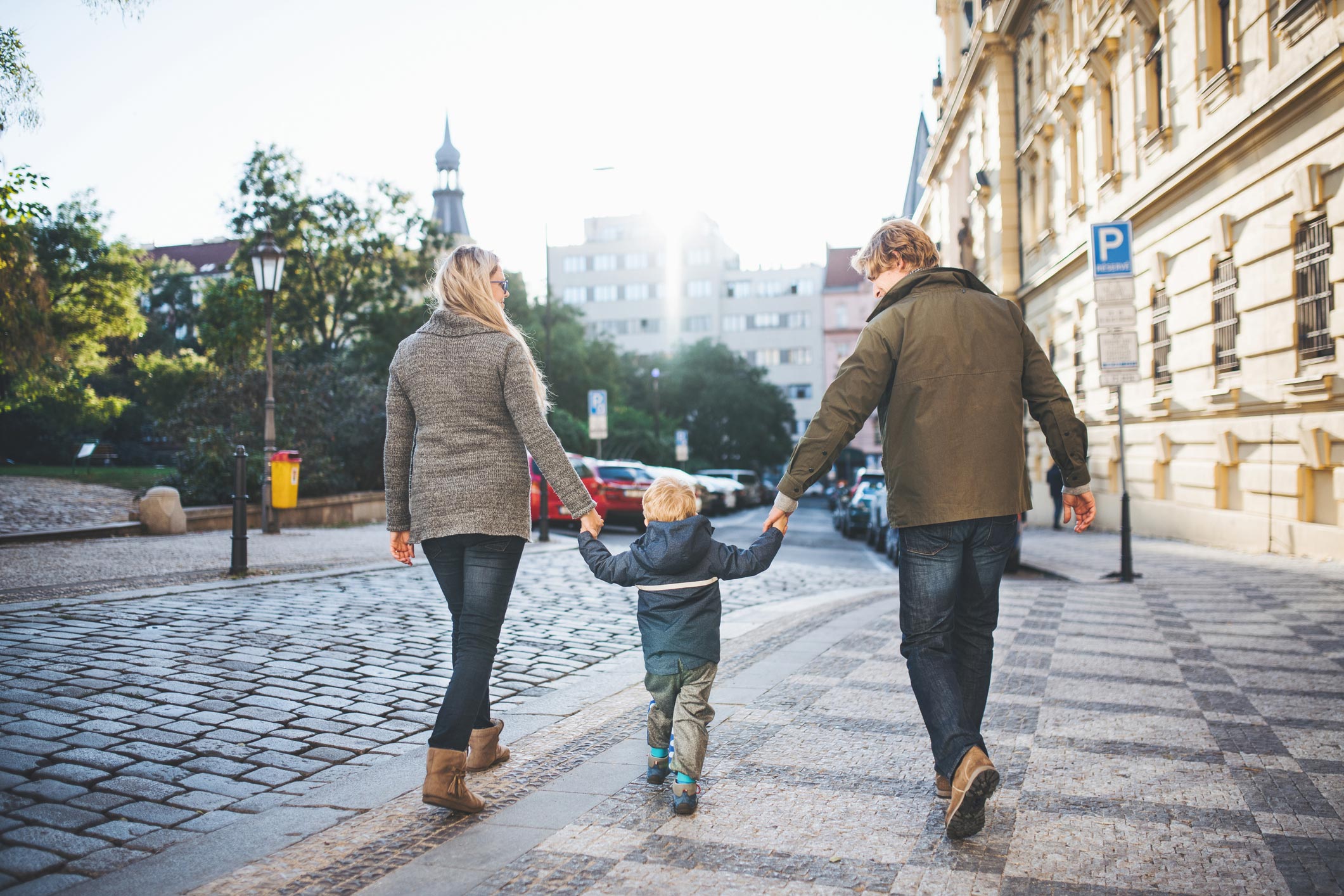 family walk on Milano